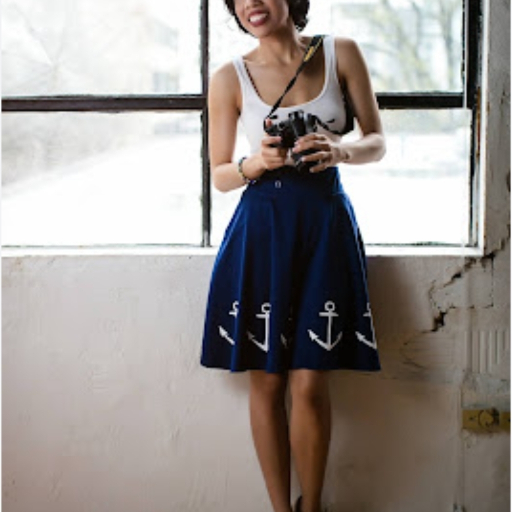 Nautical Blue Anchor Skirt